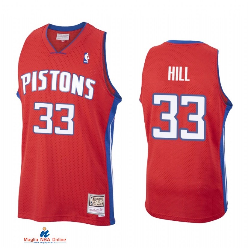 Maglia NBA Detroit Pistons NO.33 Grant Hill Rosso Throwback