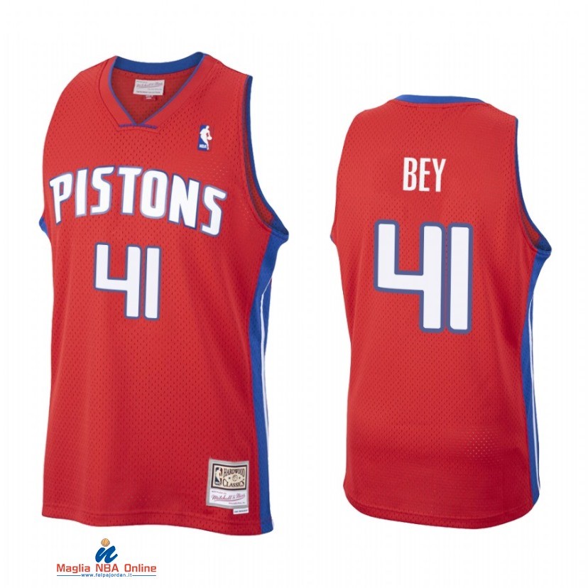 Maglia NBA Detroit Pistons NO.41 Saddiq Bey Rosso Throwback