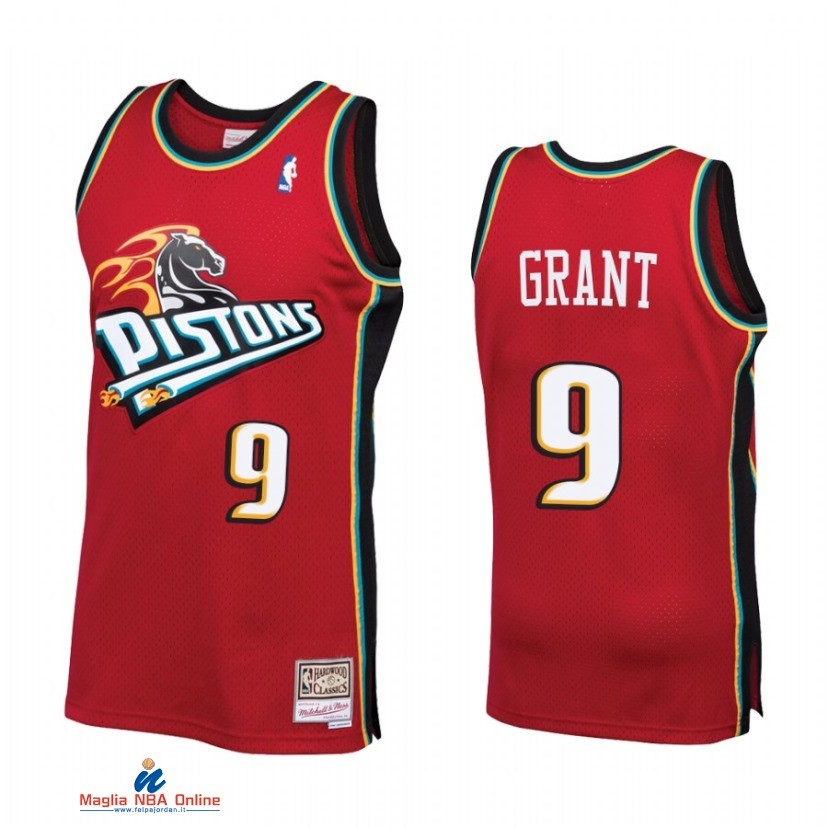Maglia NBA Detroit Pistons NO.9 Jerami Grant Rosso Throwback 2021