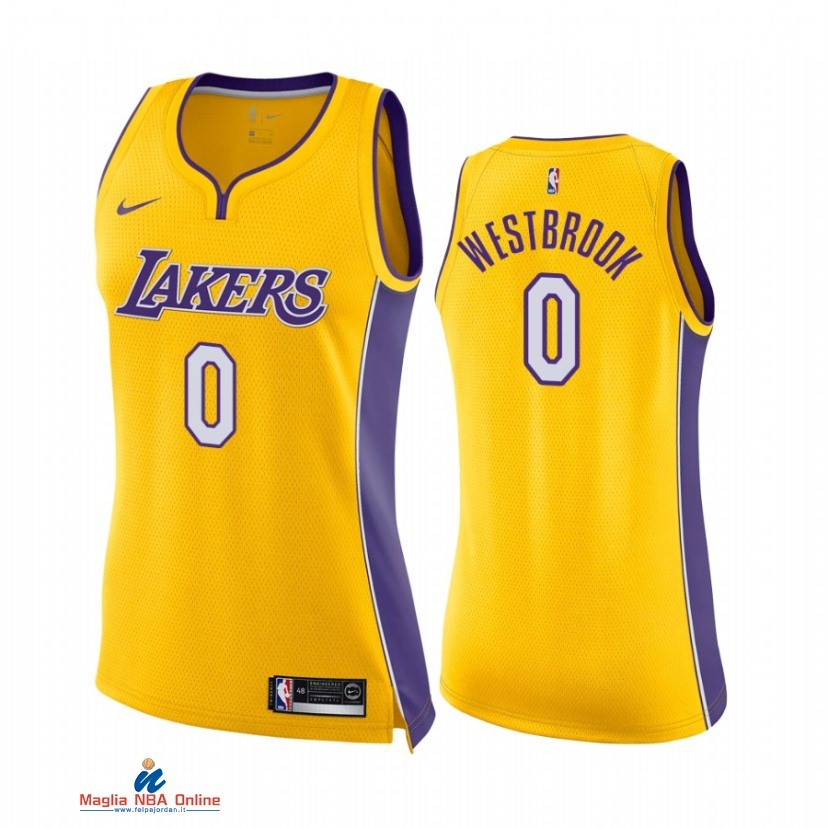 Maglia NBA Donna Los Angeles Lakers NO.0 Russell Westbrook Giallo Icon 2021