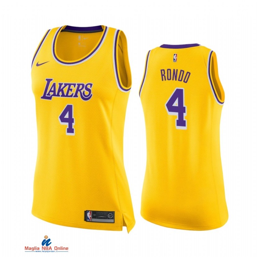 Maglia NBA Donna Los Angeles Lakers NO.4 Rajon Rondo Giallo Icon 2021-22