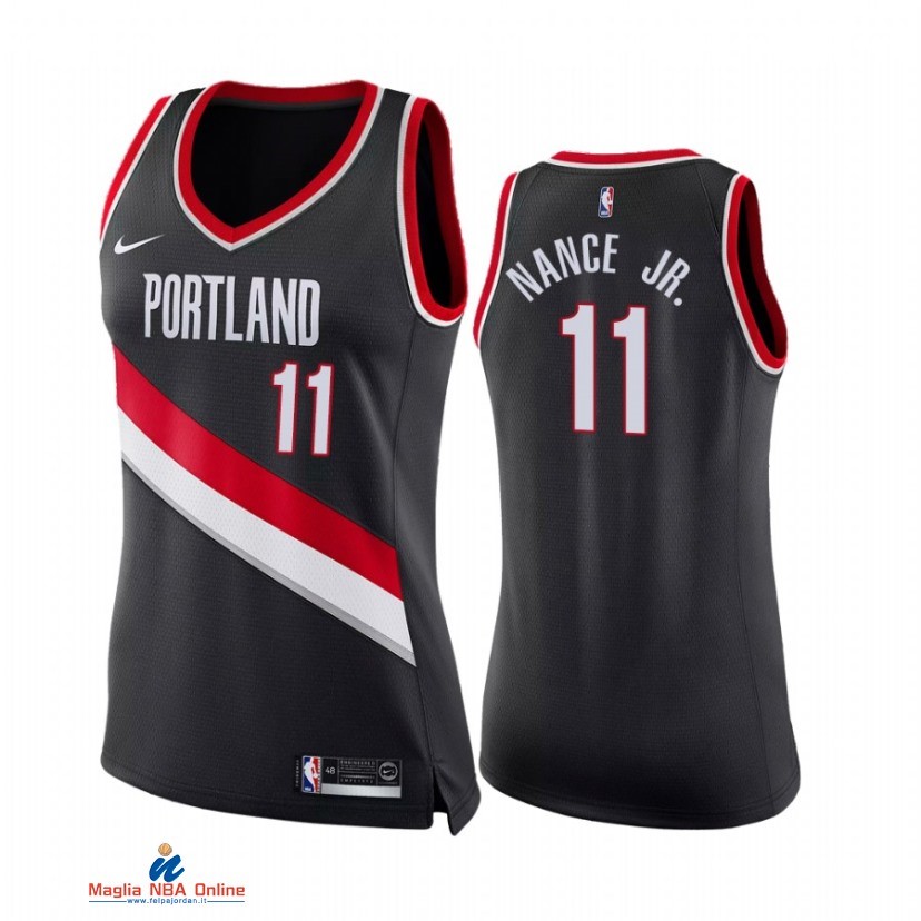 Maglia NBA Donna Portland Trail Blazers NO.11 Larry Nance Jr. Nero Icon 2021
