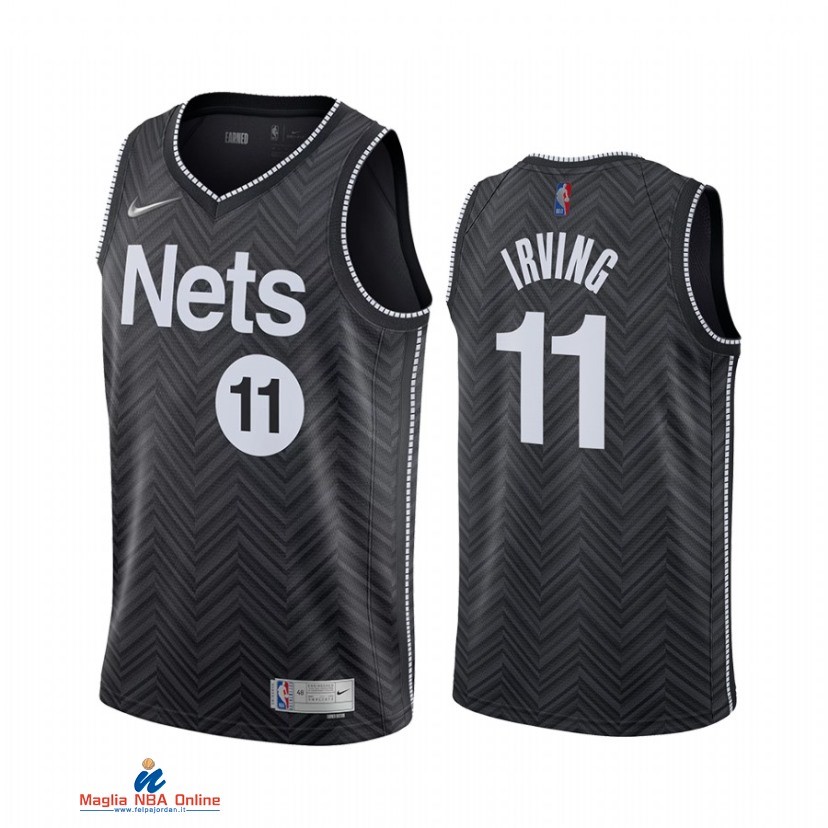 Maglia NBA Earned Edition Brooklyn Nets NO.11 Kyrie Irving Nero 2021-22