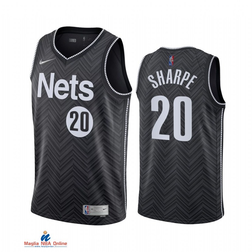 Maglia NBA Earned Edition Brooklyn Nets NO.20 DayRon Sharpe Nero 2021-22