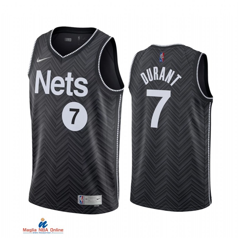 Maglia NBA Earned Edition Brooklyn Nets NO.7 Kevin Durant Nero 2021-22