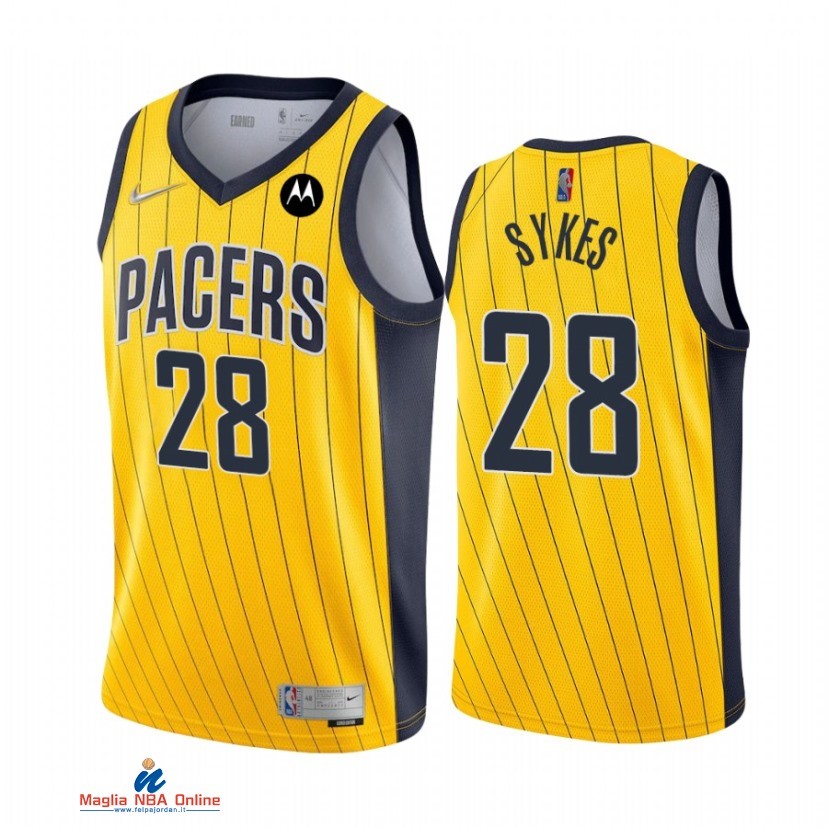 Maglia NBA Earned Edition Indiana Pacers NO.28 Keifer Sykes Oro 2021-22