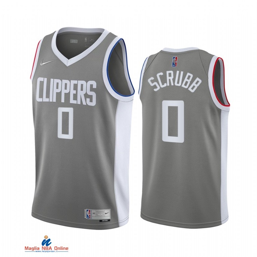 Maglia NBA Earned Edition Los Angeles Clippers NO.0 Jay Scrubb Grigio 2021-22