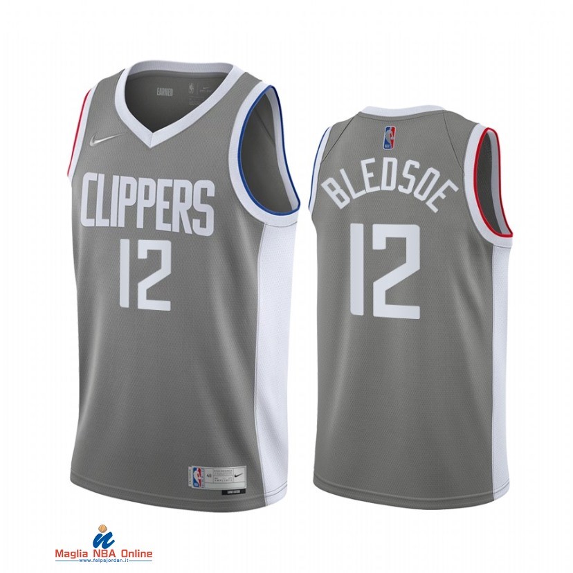 Maglia NBA Earned Edition Los Angeles Clippers NO.12 Eric Bledsoe Grigio 2021-22