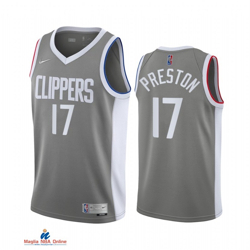 Maglia NBA Earned Edition Los Angeles Clippers NO.17 Jason Preston Grigio 2021-22