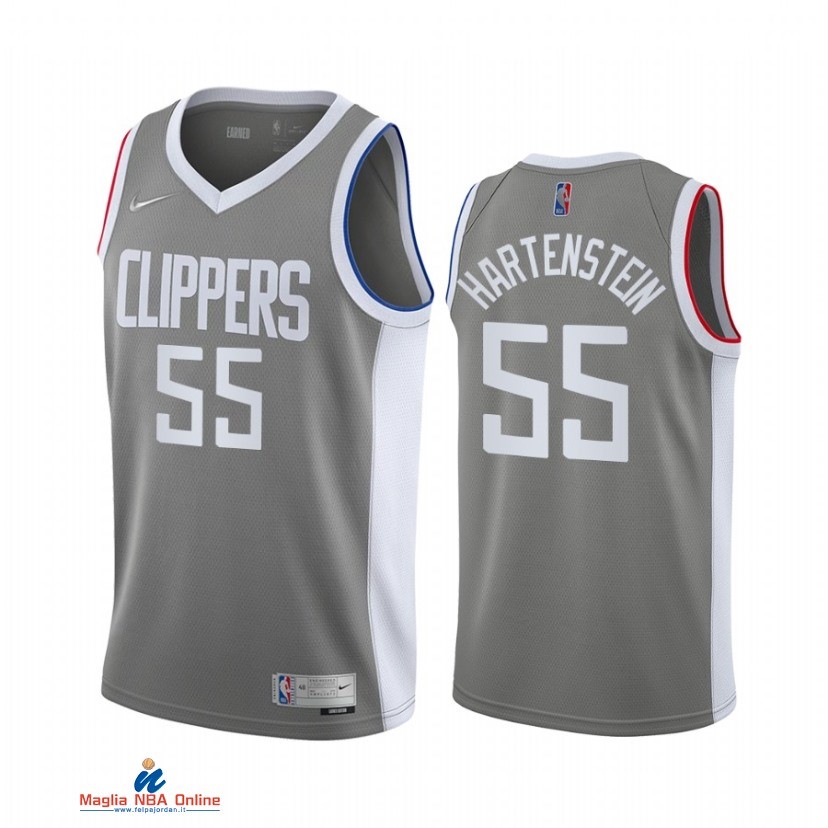 Maglia NBA Earned Edition Los Angeles Clippers NO.55 Isaiah Hartenstein Grigio 2021-22