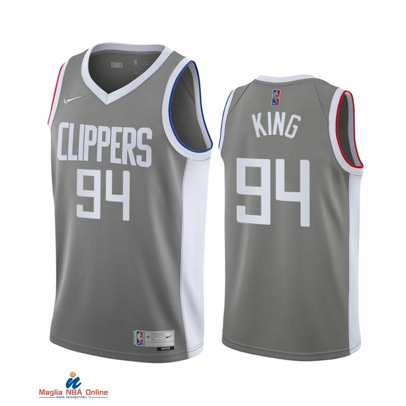 Maglia NBA Earned Edition Los Angeles Clippers NO.94 George King Grigio 2021-22