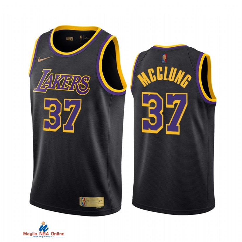 Maglia NBA Earned Edition Los Angeles Lakers NO.37 Mac McClung Nero 2021-22