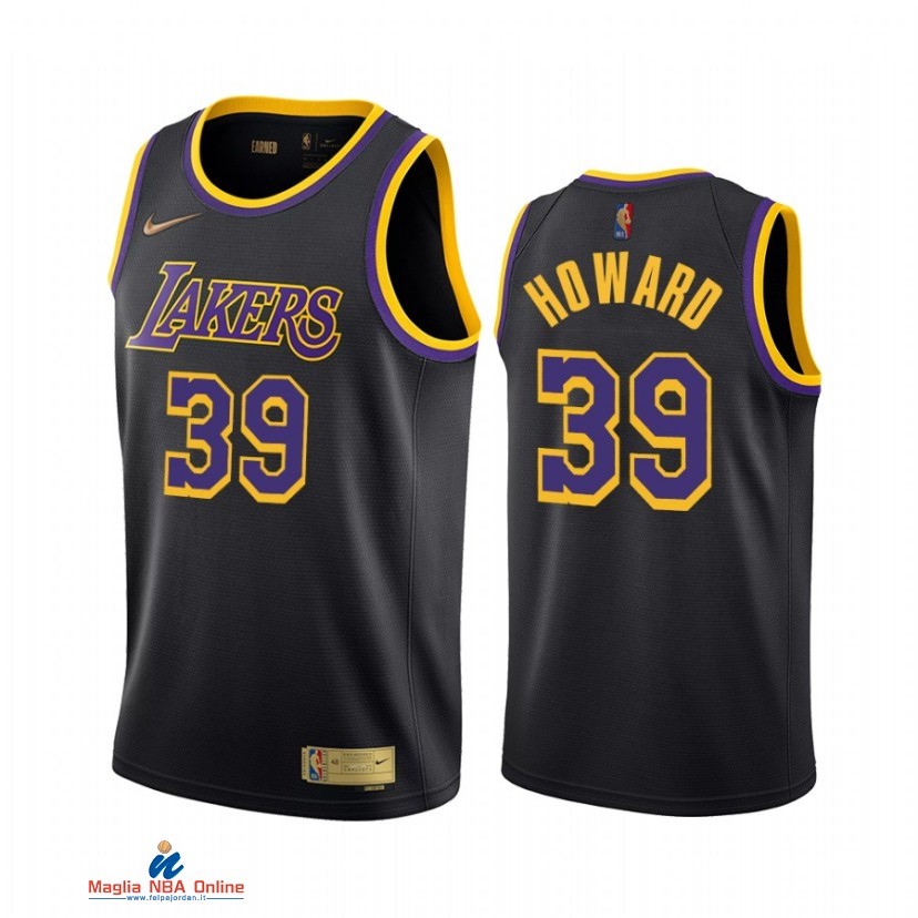 Maglia NBA Earned Edition Los Angeles Lakers NO.39 Dwight Howard Nero 2021