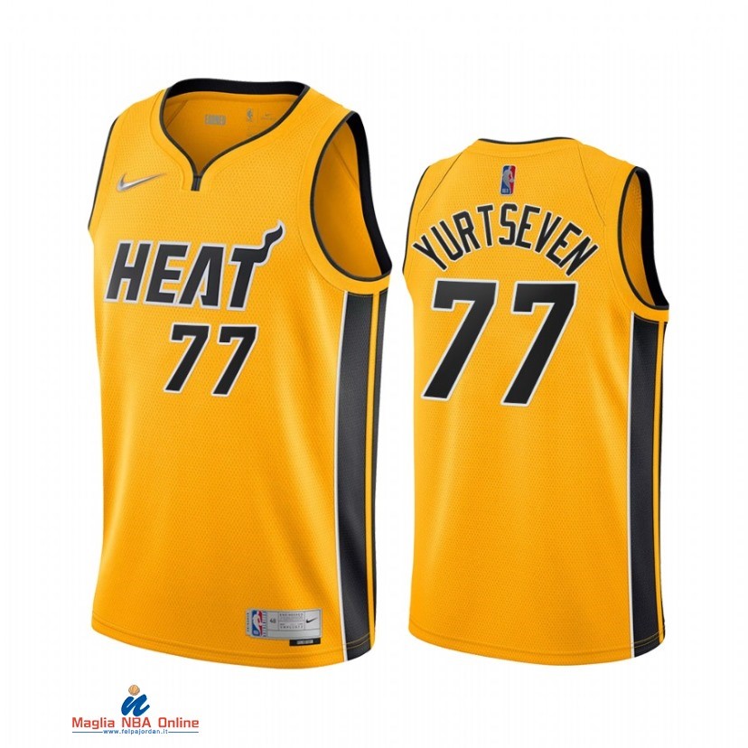 Maglia NBA Earned Edition Miami Heat NO.77 Omer Yurtseven Oro 2021