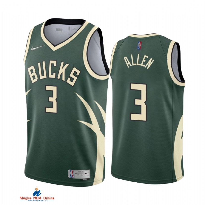 Maglia NBA Earned Edition Milwaukee Bucks NO.3 George Hill Verde 2021-22