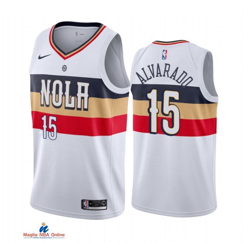 Maglia NBA Earned Edition New Orleans Pelicans NO.15 Jose Alvarado Bianco 2021-22