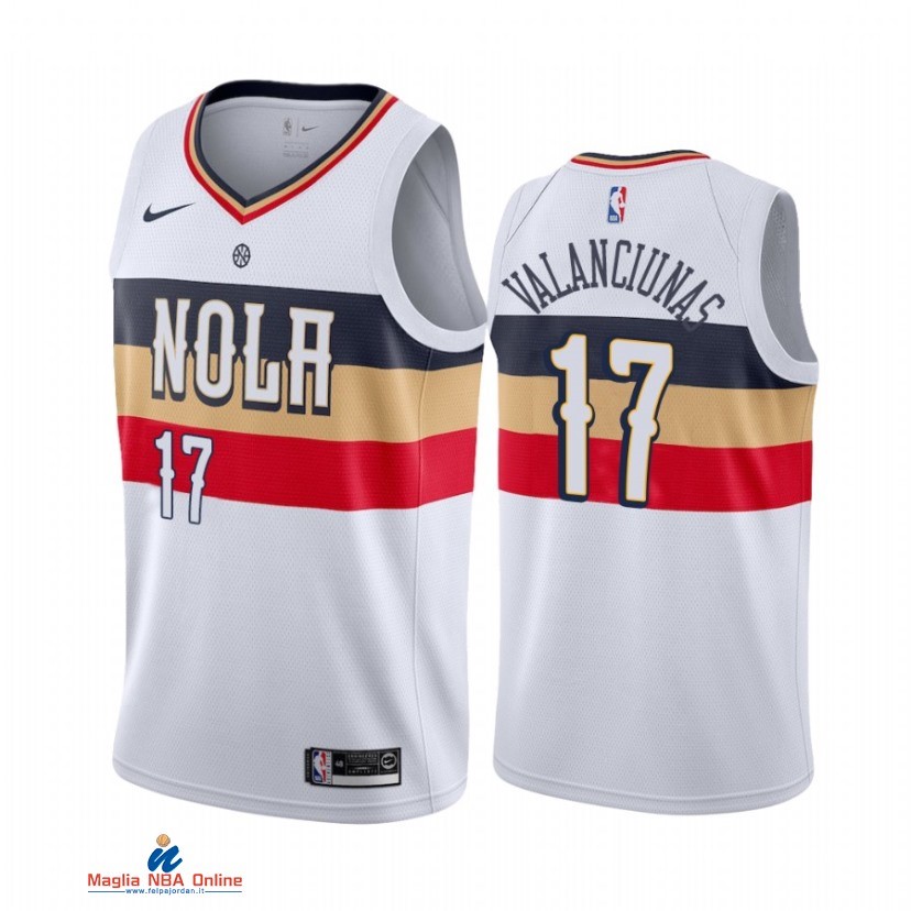 Maglia NBA Earned Edition New Orleans Pelicans NO.17 Jonas Valanciunas Bianco 2021-22