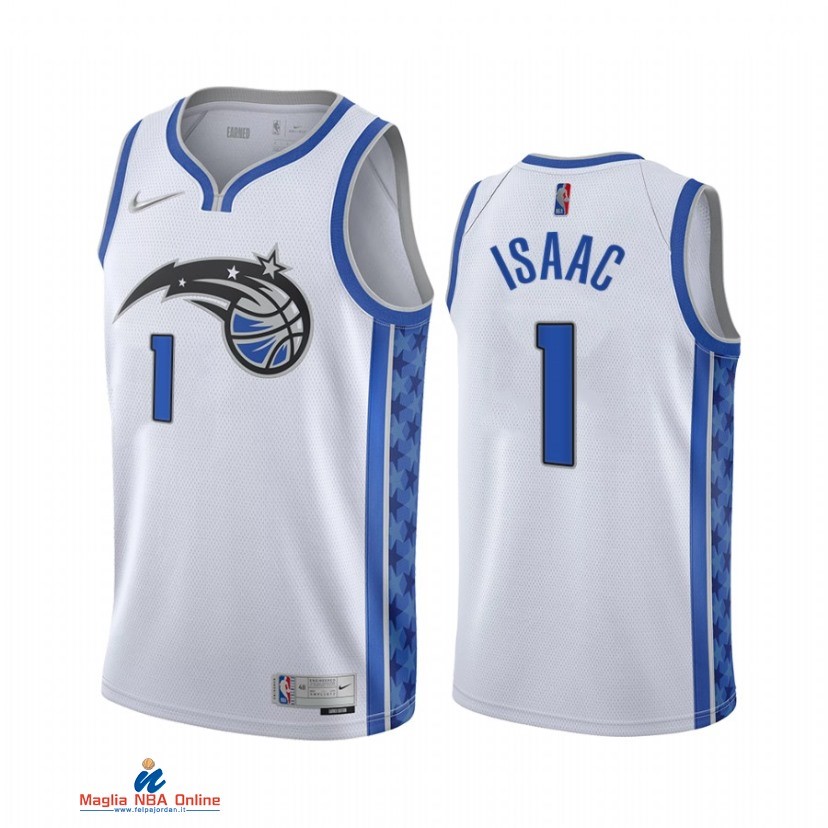 Maglia NBA Earned Edition Orlando Magic NO.1 Jonathan Isaac Bianco 2021-22