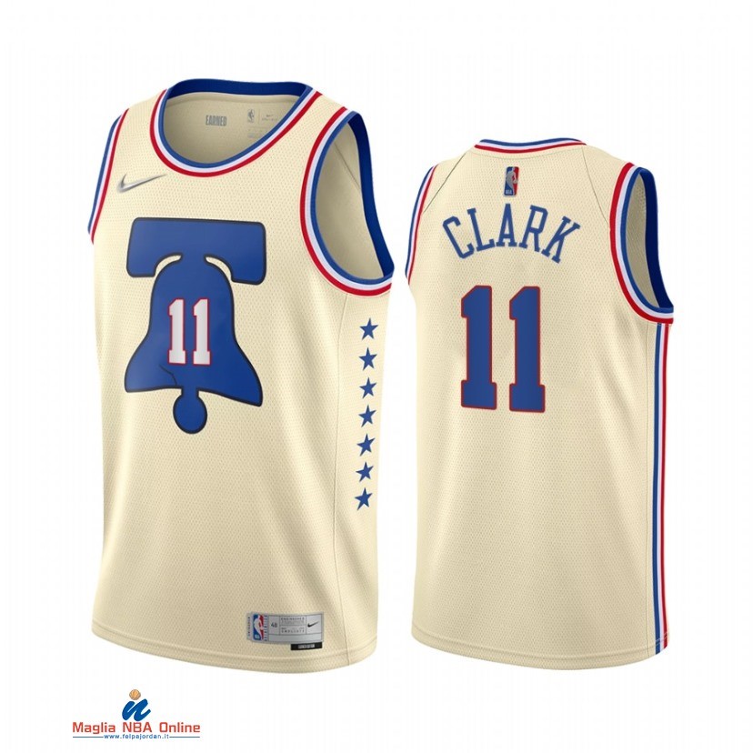 Maglia NBA Earned Edition Philadelphia 76ers NO.11 Gary Clark Crema 2021-22