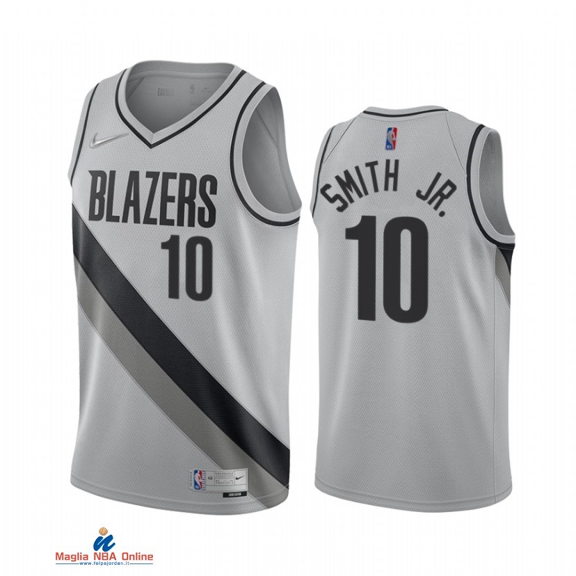 Maglia NBA Earned Edition Portland Trail Blazers NO.10 Dennis Smith Jr. Grigio 2021-22