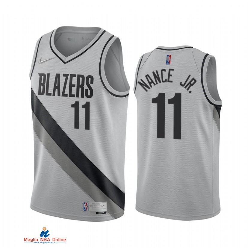 Maglia NBA Earned Edition Portland Trail Blazers NO.11 Larry Nance Jr. Grigio 2021-22