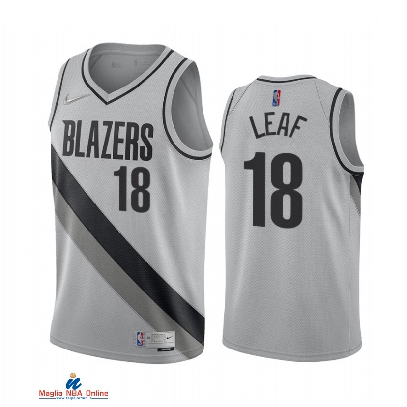 Maglia NBA Earned Edition Portland Trail Blazers NO.18 T.J. Leaf Grigio 2021-22