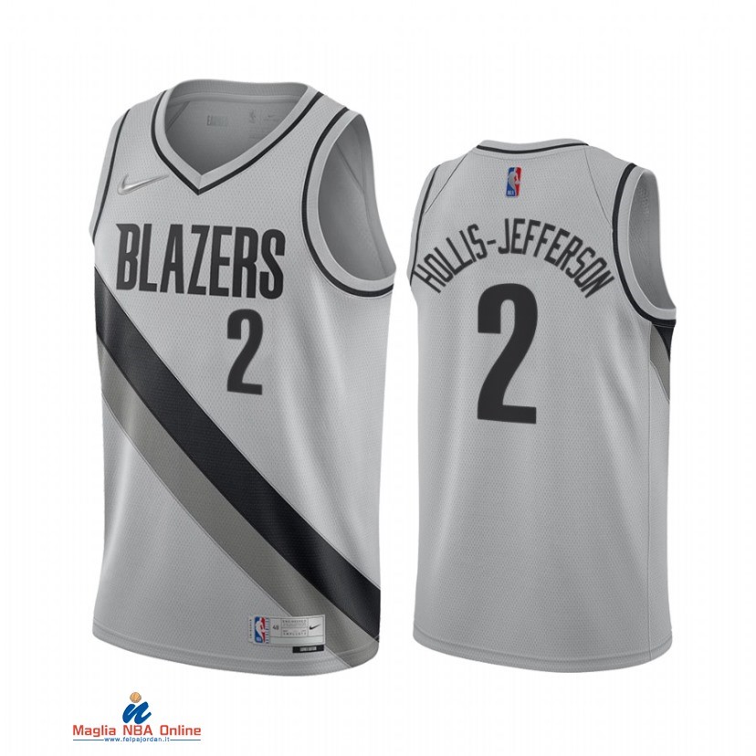 Maglia NBA Earned Edition Portland Trail Blazers NO.2 Rondae Hollis Jefferson Grigio 2021-22