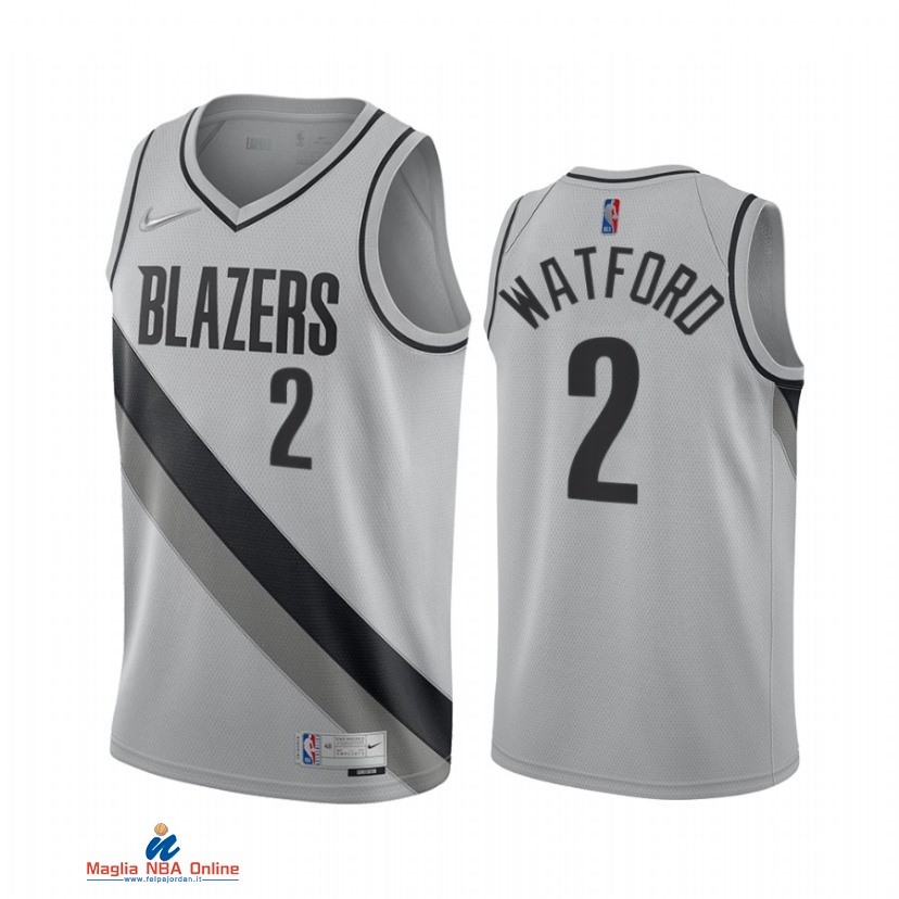 Maglia NBA Earned Edition Portland Trail Blazers NO.2 Trendon Watford Grigio 2021-22