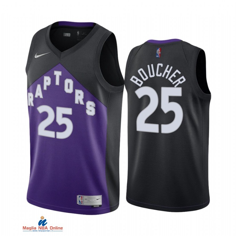 Maglia NBA Earned Edition Toronto Raptors NO.25 Chris Boucher Nero 2021-22