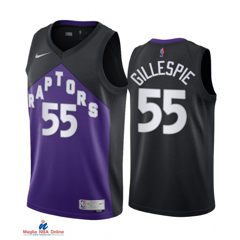 Maglia NBA Earned Edition Toronto Raptors NO.55 Freddie Gillespie Nero 2021-22