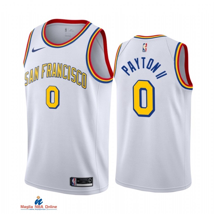 Maglia NBA Golden State Warriors NO.0 Gary Payton II Bianco Hardwood Classics 2021-22