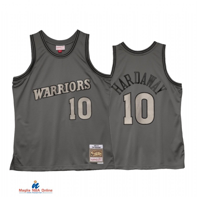Maglia NBA Golden State Warriors NO.10 Tim Hardaway Grigio Hardwood Classics 2021