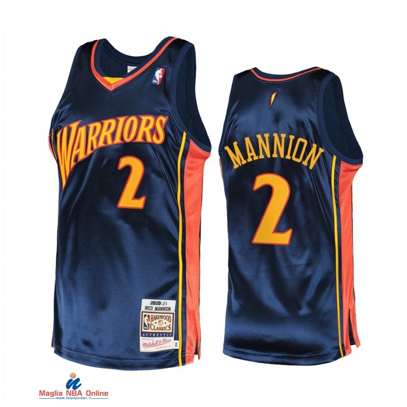 Maglia NBA Golden State Warriors NO.2 Nico Mannion Marino Hardwood Classics 2021