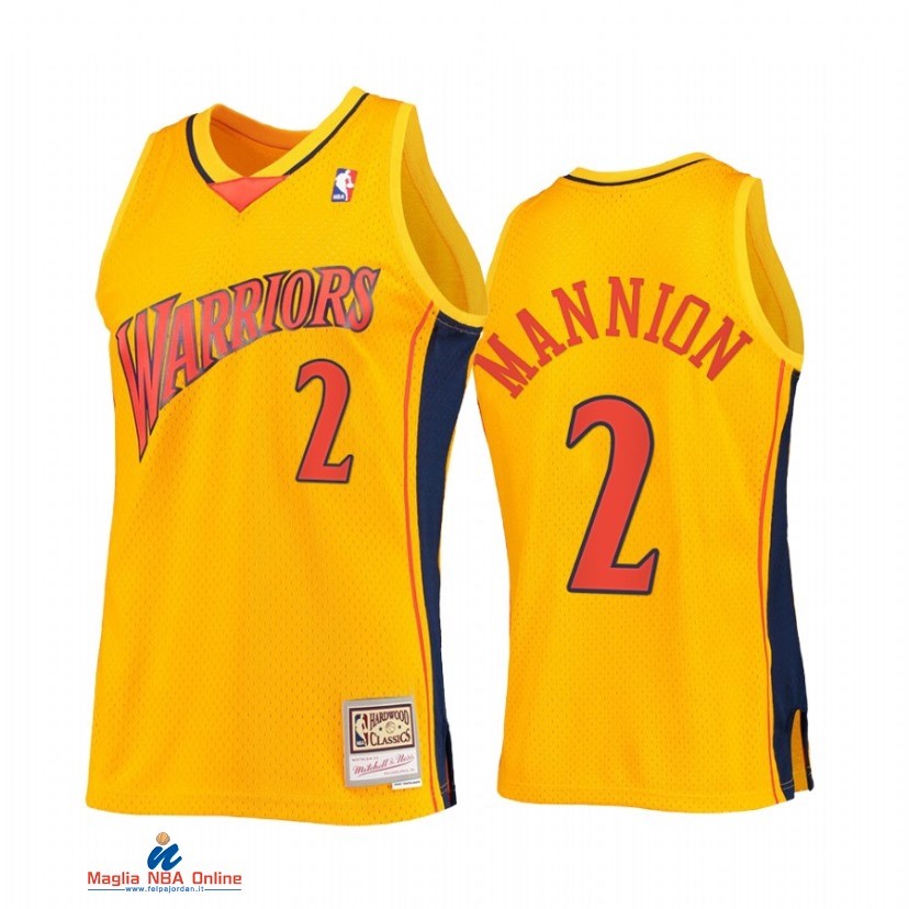 Maglia NBA Golden State Warriors NO.2 Nico Mannion Oro Hardwood Classic 2021