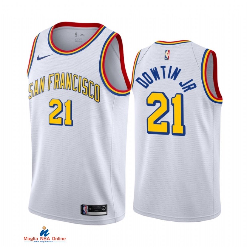 Maglia NBA Golden State Warriors NO.21 Jeff Dowtin Jr. Bianco Hardwood Classics 2021-22