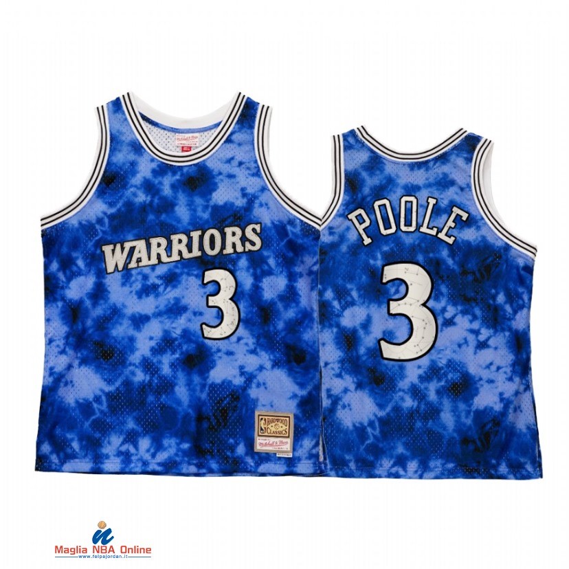 Maglia NBA Golden State Warriors NO.3 Jordan Poole Blu Hardwood Classic 2021-22