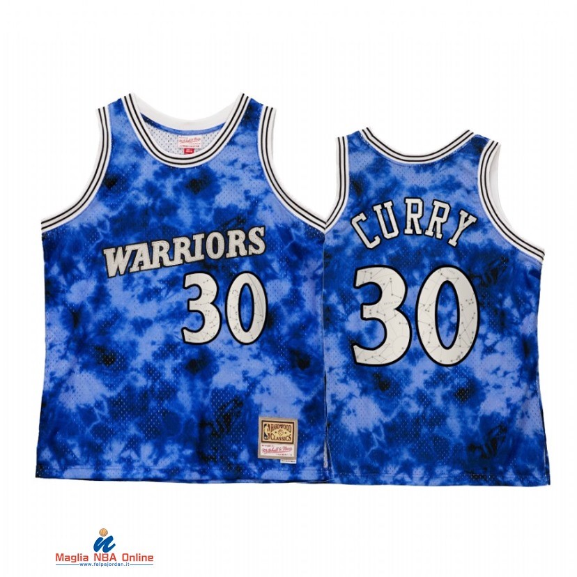 Maglia NBA Golden State Warriors NO.30 Stephen Curry Blu Hardwood Classic 2021-22