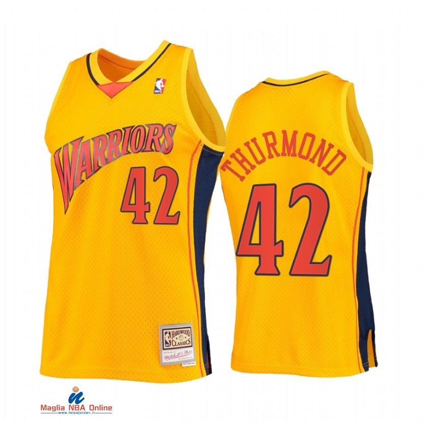 Maglia NBA Golden State Warriors NO.42 Nathaniel Thurmond Oro Hardwood Classic 2021