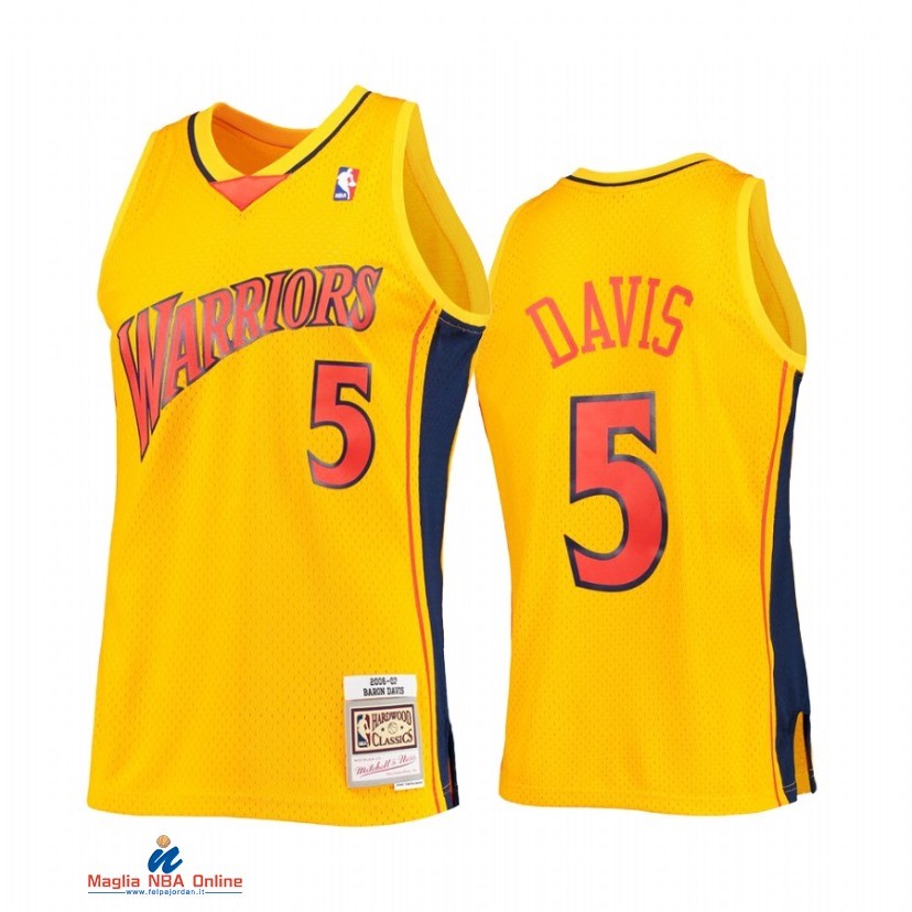 Maglia NBA Golden State Warriors NO.5 Baron Davis Oro Hardwood Classic 2021