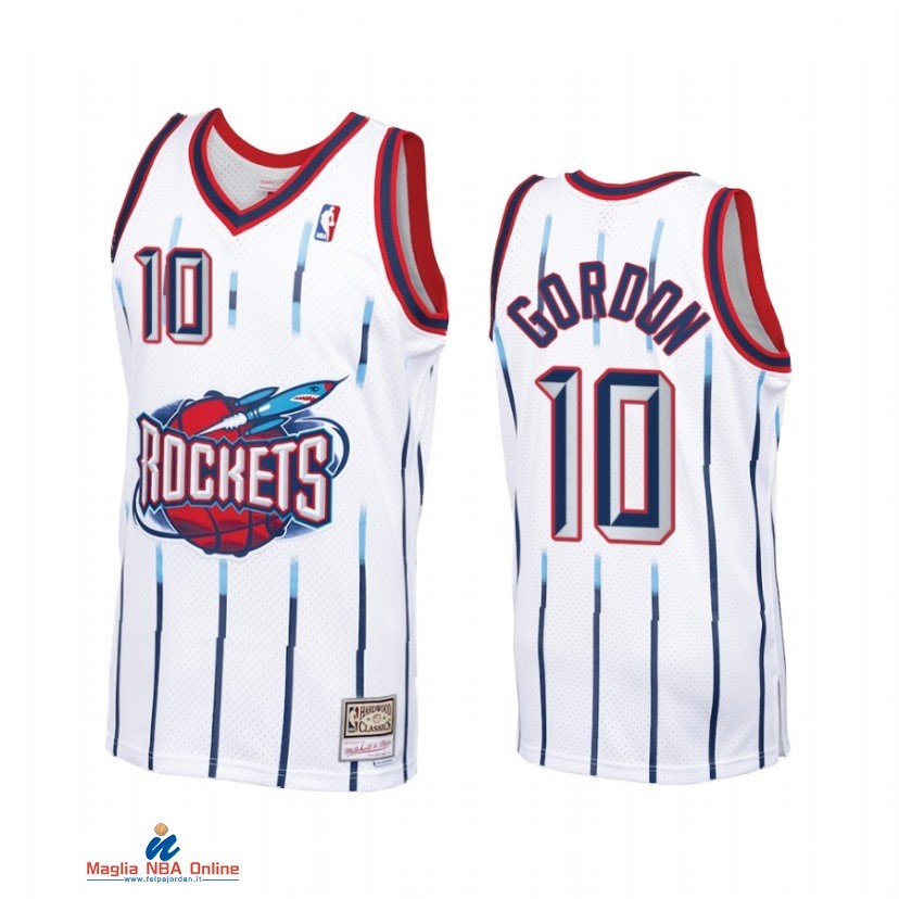 Maglia NBA Houston Rockets NO.10 Eric Gordon Bianco Hardwood Classics 1998