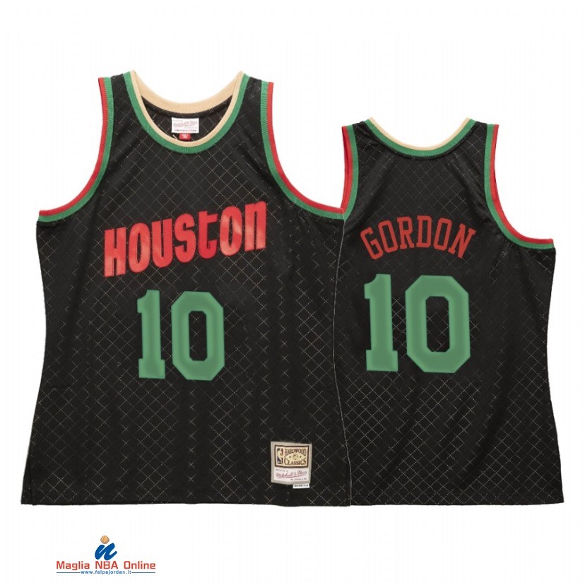 Maglia NBA Houston Rockets NO.10 Eric Gordon Nero Hardwood Classics 2021