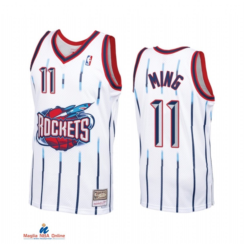 Maglia NBA Houston Rockets NO.11 Yao Ming Bianco Hardwood Classics 1998