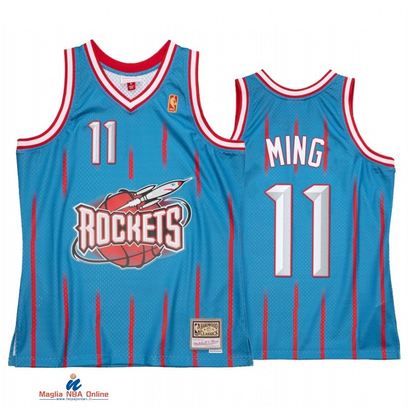 Maglia NBA Houston Rockets NO.11 Yao Ming Reload 2.0 Blu Hardwood Classics