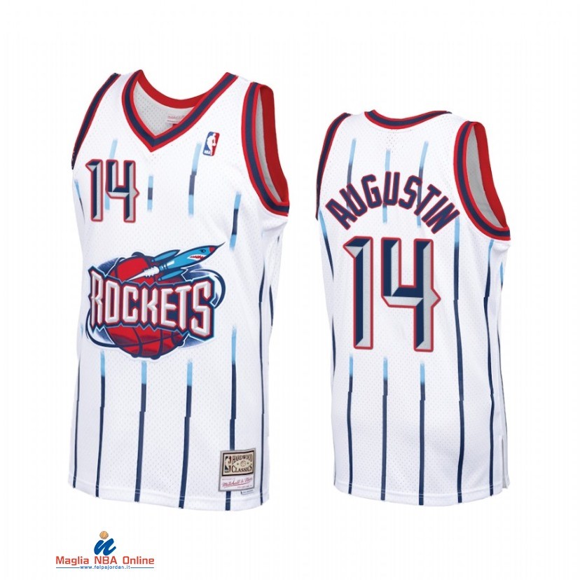Maglia NBA Houston Rockets NO.14 D.J. Augustin Bianco Hardwood Classics 1998