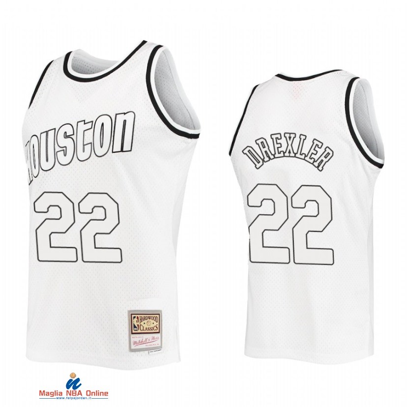 Maglia NBA Houston Rockets NO.22 Clyde Drexler Bianco Hardwood Classic 2021