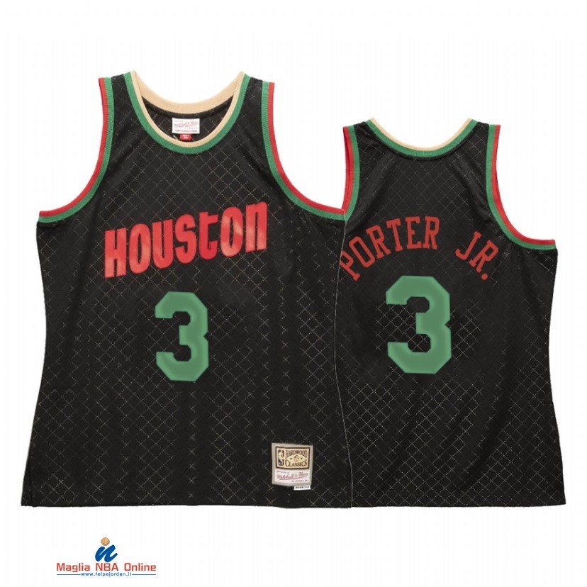 Maglia NBA Houston Rockets NO.3 Kevin Porter Jr. Nero Hardwood Classics 2021