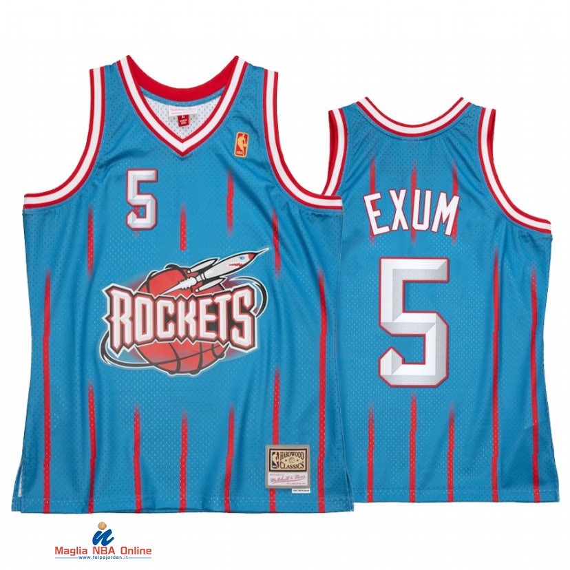 Maglia NBA Houston Rockets NO.5 Dante Exum Reload 2.0 Blu Hardwood Classics