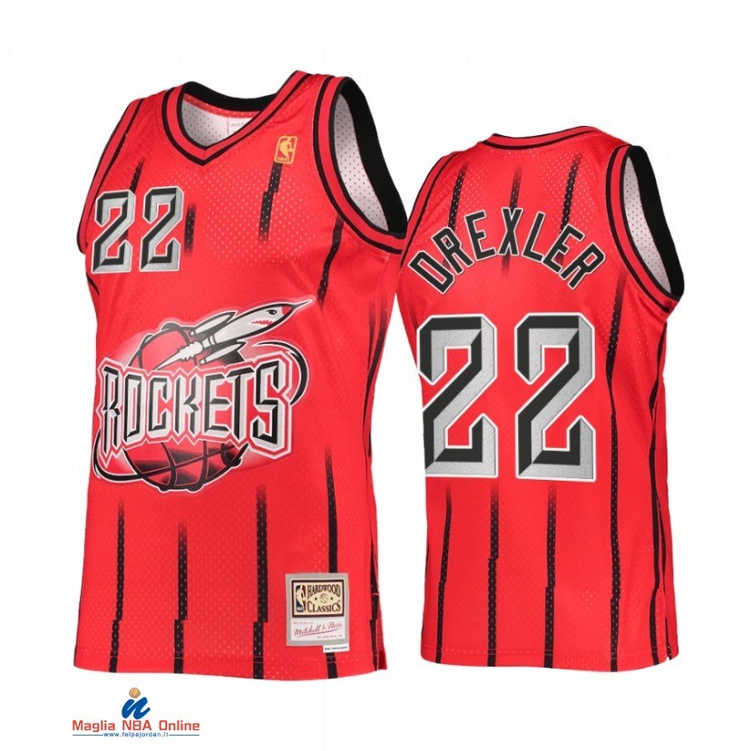 Maglia NBA Huston Rockets NO.22 Clyde Drexler Rosso Throwback 2021-22