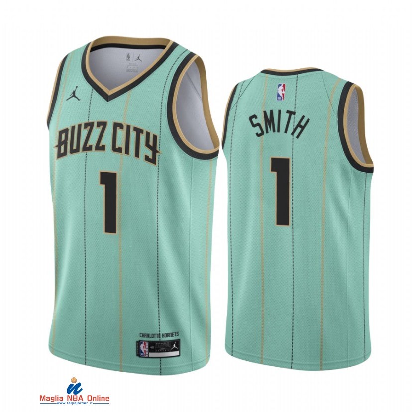 Maglia NBA Jordan Charlotte Hornets NO.1 Ish Smith Verde Città 2021-22