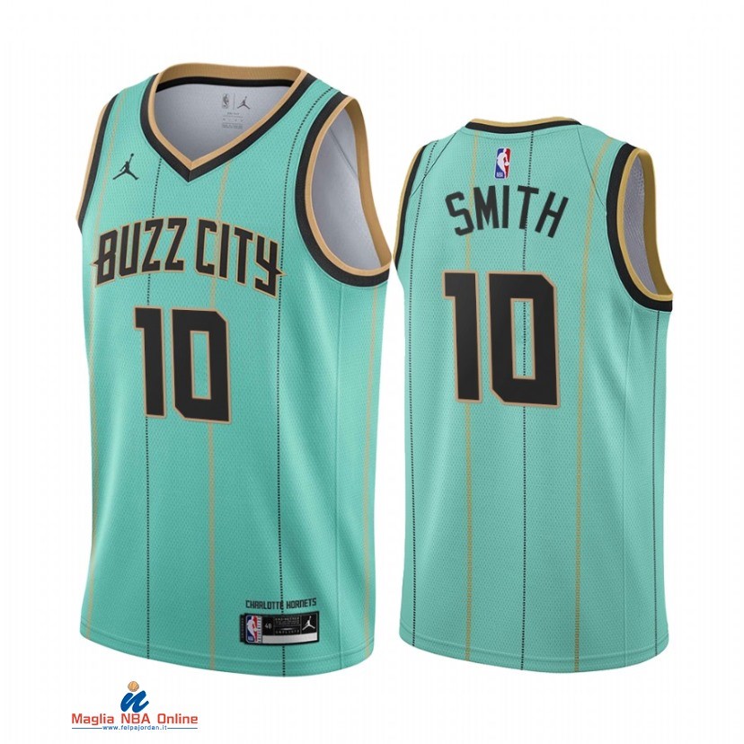 Maglia NBA Jordan Charlotte Hornets NO.10 Ish Smith Verde Città 2021-22